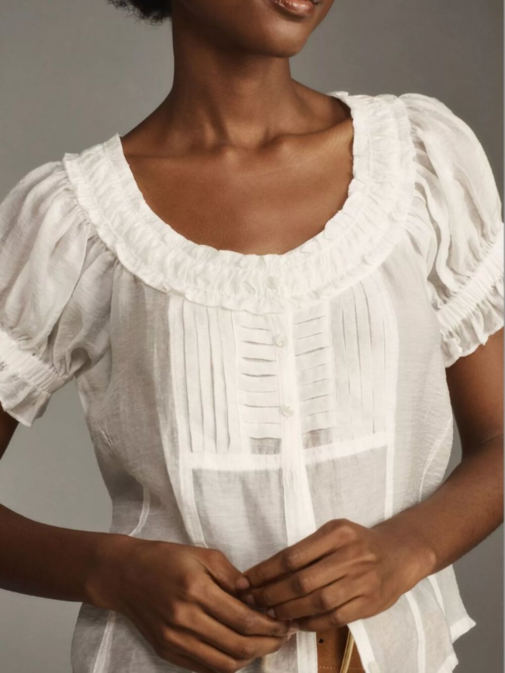 NWT - Pilcro Short-Sleeve Sheer Silky Blouse